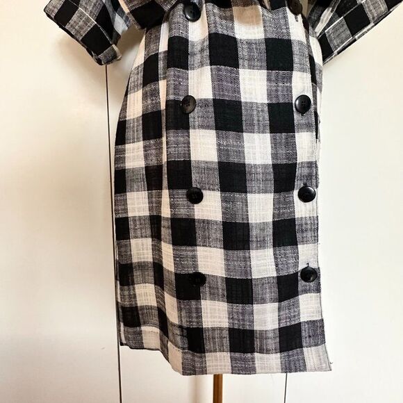 Vintage Buffalo Plaid Shirt Dress Size 8 Black and White Belted Union Made - Picture 5 of 10